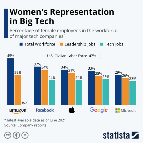 Women's representation in big tech data